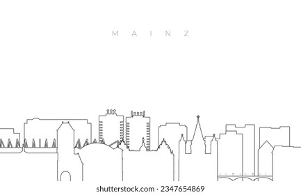 Outline Mainz skyline. Trendy template with Mainz buildings and landmarks in line style. Stock vector design. 