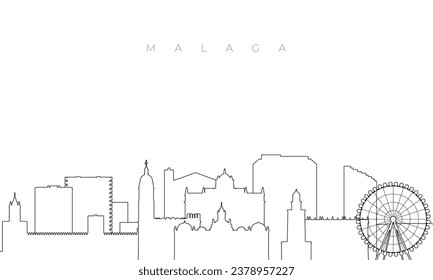 Outline Malaga skyline. Trendy template with Malaga buildings and landmarks in line style. Stock vector design. 