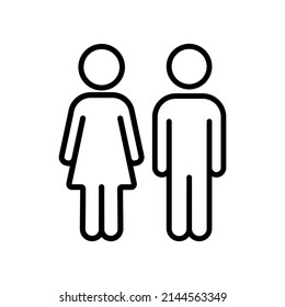 Outline male and female symbol vector illustration. Man and woman icon isolated on white background