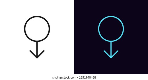 Outline male gender icon with editable stroke. Linear gender symbol for man, sexual identity. Male genus, man health and beauty. Vector icon, sign, symbol for UI and Animation