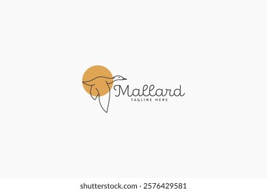 outline mallard bird symbol logo design vector illustration. creative duck, bird, mallard, wild animal iconic logo vector design template with modern, overlay and simple styles