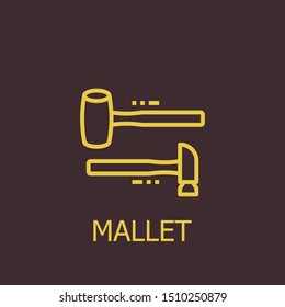 Outline mallet vector icon. Mallet illustration for web, mobile apps, design. Mallet vector symbol.