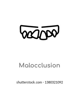 outline malocclusion vector icon. isolated black simple line element illustration from dentist concept. editable vector stroke malocclusion icon on white background
