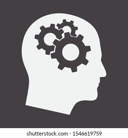 Vista de perfil de avatar del hombre de contorno con engranaje conectado