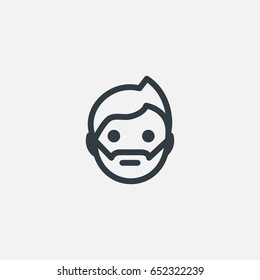 Outline man with beard icon.vector logo illustration, linear pictogram isolated on gray