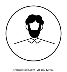 Outline of a man with a beard and short hair. Ideal for professional avatars, profile pictures, branding, simple designs, vector art.