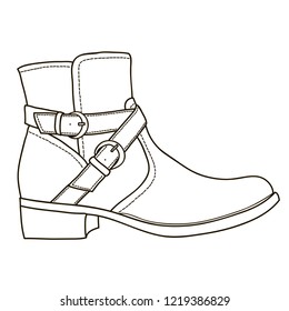 Outline man boots. Vector doodle illustration.