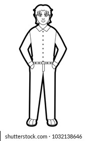 outline man with elegant shirt and pant design