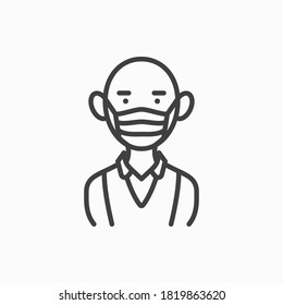 Esbozar la cara del hombre con icono de máscara.Cara del hombre con ilustración vectorial de máscara. Símbolo de web y móvil