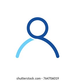 Outline man minimal lines logo on light background. Stylized human silhouette monoline. Abstract vector illustration