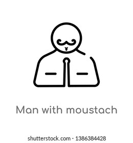 outline man with moustach vector icon. isolated black simple line element illustration from business concept. editable vector stroke man with moustach icon on white background