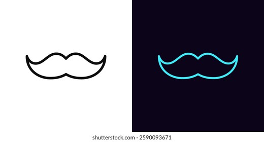 Outline man mustache icon, with editable stroke. Male mustache, gentleman image, man fashion and style. Father mustache, male beauty, hipster style, retro moustache, man face care. Vector icon