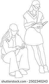 Outline man reading book illustration