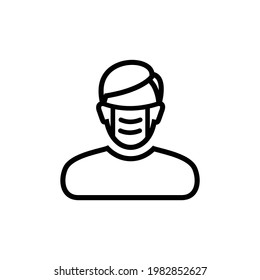 Outline-Mann verwenden Maske flachen Symbol-Design Vektorgrafik