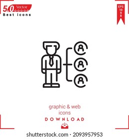 Outline manager Icon. manager icon vector isolated on white background. Graphic design, material-design, Best sellers 2022 icons, mobile application, UI UX design, EPS 10 format vector