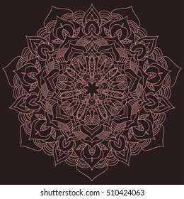 Outline mandala with botanical elements.. Vector illustration eps 8