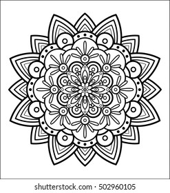 Outline Mandala for coloring book. abstract flower, Decorative round ornament. Anti-stress therapy pattern. Yoga logo, background for meditation poster. Unusual flower shape. Oriental vector