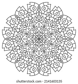 Outline mandala for coloring book. Circular pattern in form of mandala.