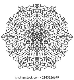 Outline mandala for coloring book. Circular pattern in form of mandala.