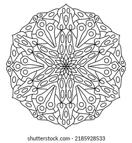 Outline mandala for coloring book. Circular pattern in form of mandala.