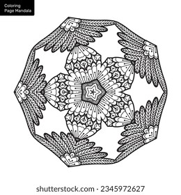 Outline mandala for coloring book. Clean Decorative round ornament. Oriental pattern, Vector illustration Coloring book page. Circular pattern in form of mandala for Henna, Mehndi, tattoo, decoration.