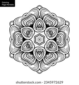 Outline mandala for coloring book. Clean Decorative round ornament. Oriental pattern, Vector illustration Coloring book page. Circular pattern in form of mandala for Henna, Mehndi, tattoo, decoration.