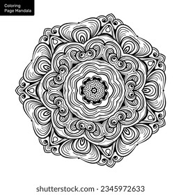 Mandala de esquema para el libro de coloreado. Ornamento redondo decorativo limpio. Patrón oriental, ilustración vectorial página libro Coloreado. Patrón circular en forma de mandala para Henna, Mehndi, tatuaje, decoración.