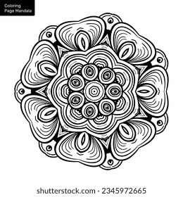 Outline mandala for coloring book. Clean Decorative round ornament. Oriental pattern, Vector illustration Coloring book page. Circular pattern in form of mandala for Henna, Mehndi, tattoo, decoration.