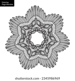 Outline mandala for coloring book. Clean Decorative round ornament. Oriental pattern, Vector illustration Coloring book page. Circular pattern in form of mandala for Henna, Mehndi, tattoo, decoration.