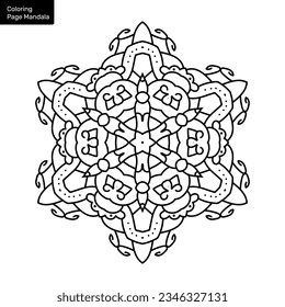 Outline mandala for coloring book. Clean Decorative round ornament. Oriental pattern, Vector illustration Coloring book page. Circular pattern in form of mandala for Henna, Mehndi, tattoo, decoration.