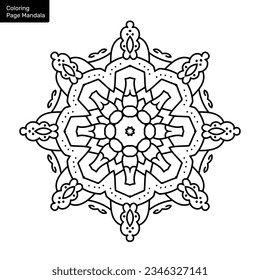Outline mandala for coloring book. Clean Decorative round ornament. Oriental pattern, Vector illustration Coloring book page. Circular pattern in form of mandala for Henna, Mehndi, tattoo, decoration.