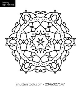 Outline mandala for coloring book. Clean Decorative round ornament. Oriental pattern, Vector illustration Coloring book page. Circular pattern in form of mandala for Henna, Mehndi, tattoo, decoration.