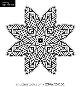 Outline mandala for coloring book. Clean Decorative round ornament. Oriental pattern, Vector illustration Coloring book page. Circular pattern in form of mandala for Henna, Mehndi, tattoo, decoration.