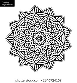 Outline mandala for coloring book. Clean Decorative round ornament. Oriental pattern, Vector illustration Coloring book page. Circular pattern in form of mandala for Henna, Mehndi, tattoo, decoration.