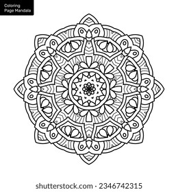 Outline mandala for coloring book. Clean Decorative round ornament. Oriental pattern, Vector illustration Coloring book page. Circular pattern in form of mandala for Henna, Mehndi, tattoo, decoration.