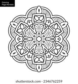 Outline mandala for coloring book. Clean Decorative round ornament. Oriental pattern, Vector illustration Coloring book page. Circular pattern in form of mandala for Henna, Mehndi, tattoo, decoration.