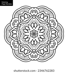 Outline mandala for coloring book. Clean Decorative round ornament. Oriental pattern, Vector illustration Coloring book page. Circular pattern in form of mandala for Henna, Mehndi, tattoo, decoration.