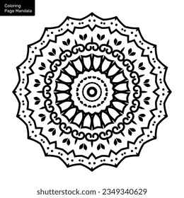 Outline mandala for coloring book. Clean Decorative round ornament. Oriental pattern, Vector illustration Coloring book page. Circular pattern in form of mandala for Henna, Mehndi, tattoo, decoration.