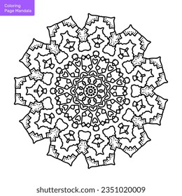 Outline mandala for coloring book. Clean Decorative round ornament. Oriental pattern, Vector illustration Coloring book page. Circular pattern in form of mandala for Henna, Mehndi, tattoo, decoration.
