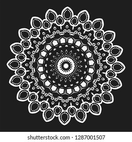 Outline Mandala for coloring book. Decorative round ornament. Anti-stress therapy pattern. Weave design element. Yoga logo, background for meditation poster. Unusual flower shape oriental line vector.