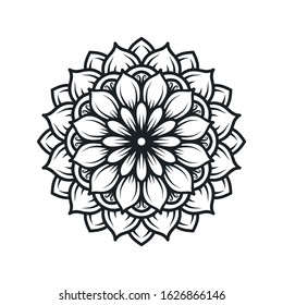 Outline Mandala for coloring book. Decorative round ornament. Anti-stress therapy pattern. Weave design element. Yoga logo, background for meditation poster. Unusual flower shape oriental line vector.