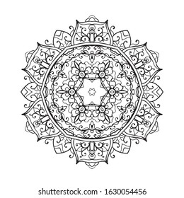Outline Mandala for coloring book. Decorative round ornament. Anti-stress therapy pattern. Cricut mandala design, background for meditation poster. Unusual flower shape oriental line vector