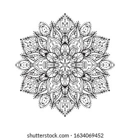 Outline Mandala for coloring book. Decorative round ornament. Anti-stress therapy pattern. Cricut mandala design, background for meditation poster. Unusual flower shape oriental line vector