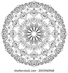 Outline Mandala for coloring book. Decorative round ornament. Anti-stress therapy pattern. Weave design element. Yoga style, background for meditation poster. Unusual flower shape. Oriental vector