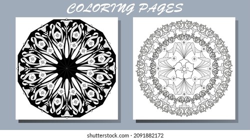 Outline Mandala for coloring book. Decorative round ornament. Anti-stress therapy pattern. Weave design element. Yoga style, background for meditation poster. Unusual flower shape. Oriental vector