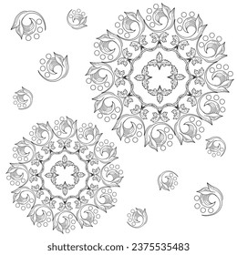 Outline Mandala for coloring book. Decorative round ornament. Anti-stress therapy pattern. Weave design element. Yoga style, background for meditation poster. Unusual flower shape. Oriental vector