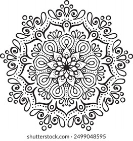 Outline Mandala for coloring book. Decorative round ornament. Anti-stress therapy pattern.