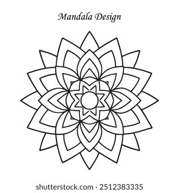 Outline Mandala for coloring book. Decorative round ornament. Anti-stress therapy pattern. Weave design element.
 Yoga logo, background for meditation poster. Unusual flower shape. Oriental vector.