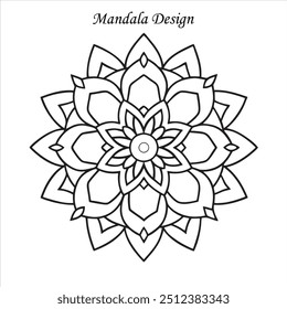 Outline Mandala for coloring book. Decorative round ornament. Anti-stress therapy pattern. Weave design element.
 Yoga logo, background for meditation poster. Unusual flower shape. Oriental vector.