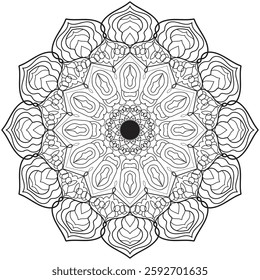 Outline Mandala for coloring book. Decorative round ornament. Weave design element. Yoga logo, background for meditation poster. Oriental vector